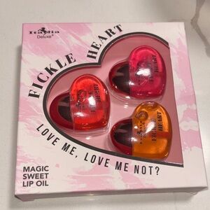 Italia Deluxe Fickle Heart Lip Oil Set - Red, Pink, Orange